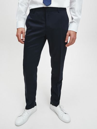 Calvin Klein Ruhák HU513219 | Calvin Klein Fitted Wool Stretch Férfi Öltöny Nadrág Sötétkék